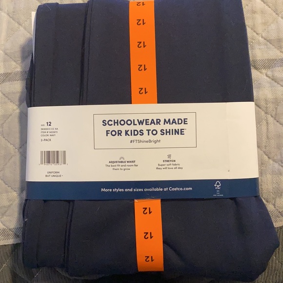 2-pack blue size 12 girls school uniform pants in dark blue/navy - Picture 2 of 2